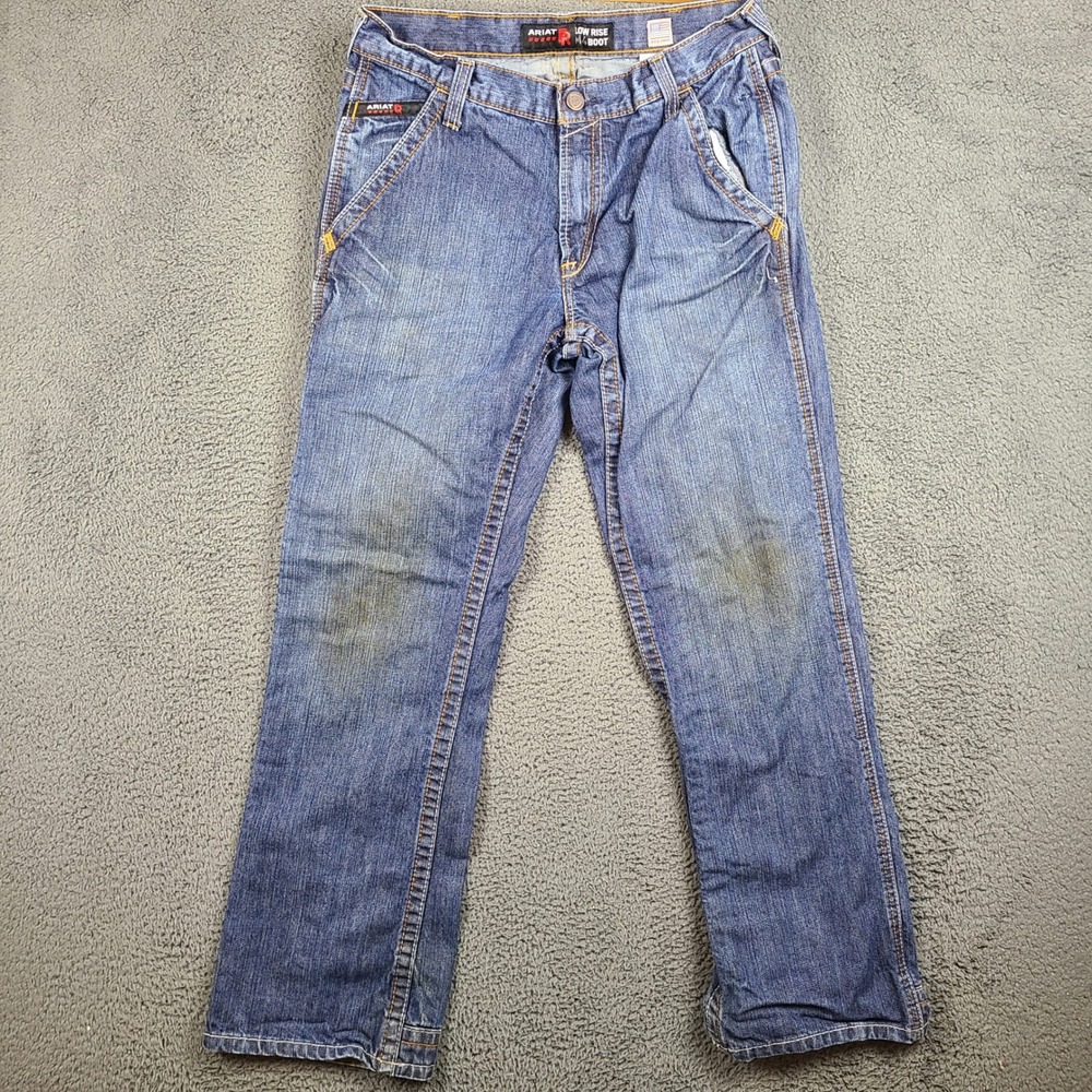 Ariat FR M4 Low Rise Boot Cut Jeans Mens 32x32 Blue Flame Resistant CAT 2 Denim